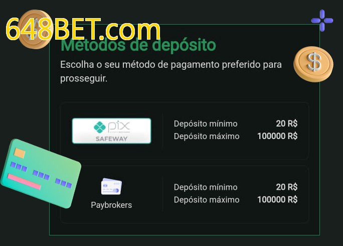 O cassino 648BET.combet oferece uma grande variedade de métodos de pagamento